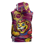 Brisbane Lions Sleeveless Hoodie Mascot Cartoon Football Illustration Style