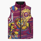 Brisbane Lions Sleeveless Puffer Jacket Mascot Cartoon Football Illustration Style
