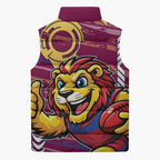 Brisbane Lions Sleeveless Puffer Jacket Mascot Cartoon Football Illustration Style