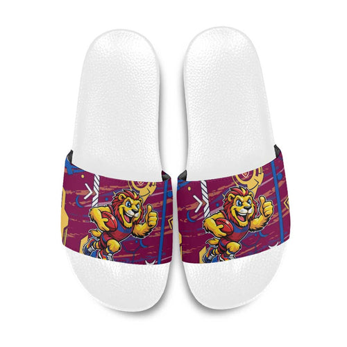 Brisbane Lions Slide Sandals Mascot Cartoon Football Illustration Style