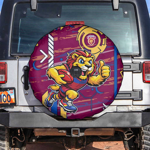 Brisbane Lions Spare Tire Cover Mascot Cartoon Football Illustration Style