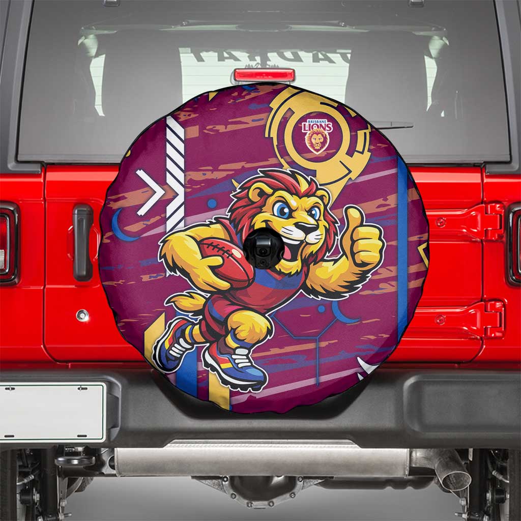 Brisbane Lions Spare Tire Cover Mascot Cartoon Football Illustration Style