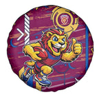 Brisbane Lions Spare Tire Cover Mascot Cartoon Football Illustration Style