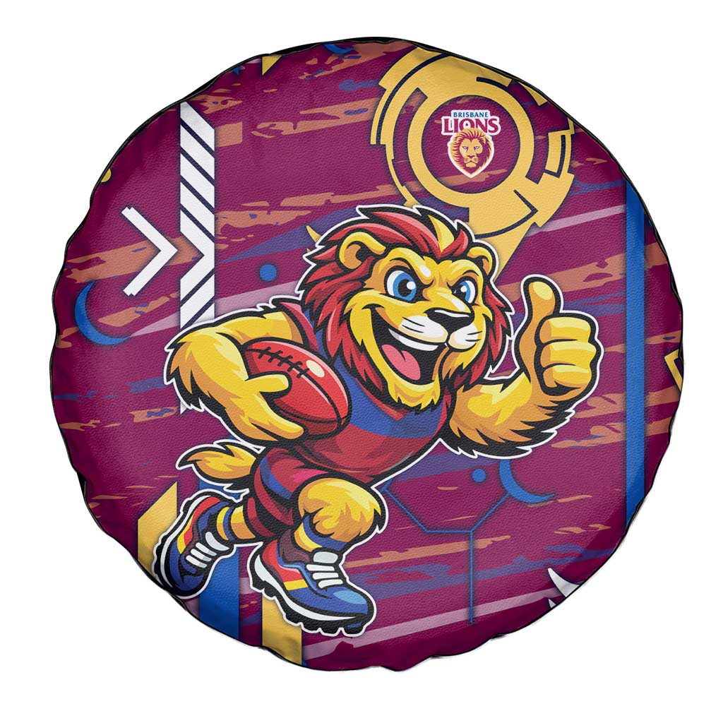 Brisbane Lions Spare Tire Cover Mascot Cartoon Football Illustration Style