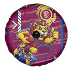 Brisbane Lions Spare Tire Cover Mascot Cartoon Football Illustration Style