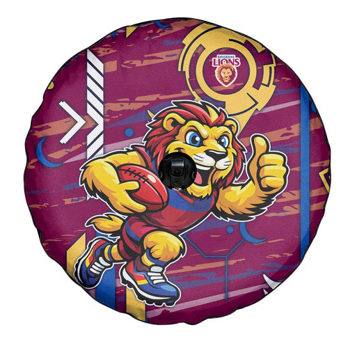 Brisbane Lions Spare Tire Cover Mascot Cartoon Football Illustration Style
