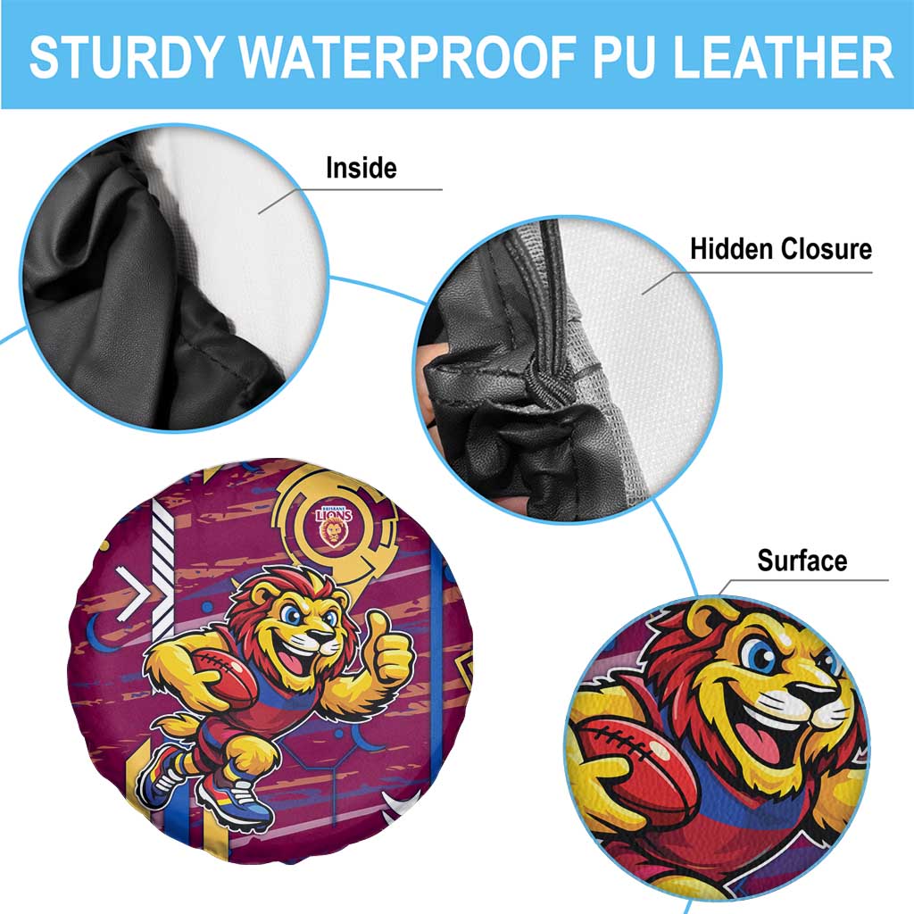 Brisbane Lions Spare Tire Cover Mascot Cartoon Football Illustration Style