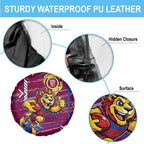 Brisbane Lions Spare Tire Cover Mascot Cartoon Football Illustration Style