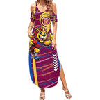 Brisbane Lions Summer Maxi Dress Mascot Cartoon Football Illustration Style
