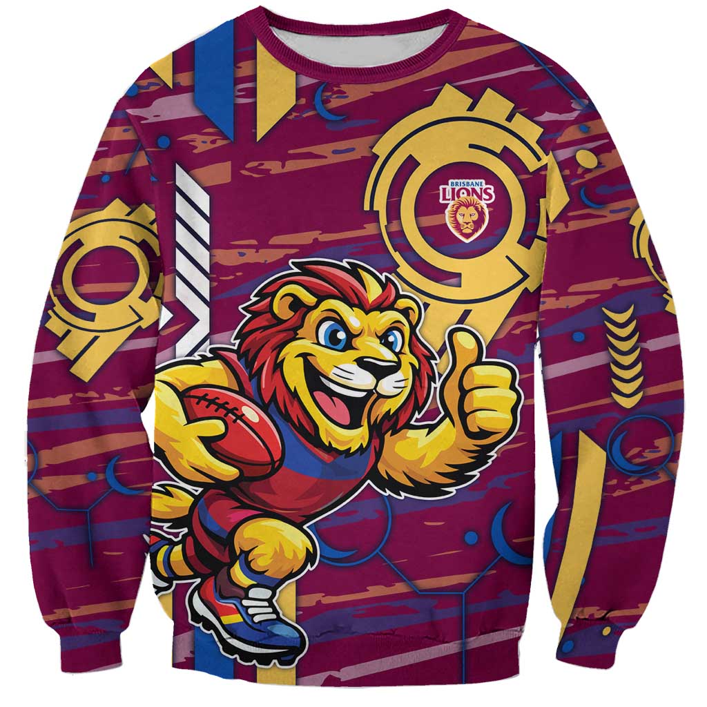 Brisbane Lions Sweatshirt Mascot Cartoon Football Illustration Style