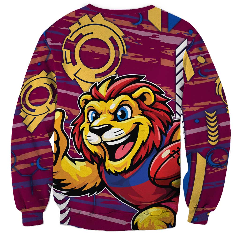 Brisbane Lions Sweatshirt Mascot Cartoon Football Illustration Style
