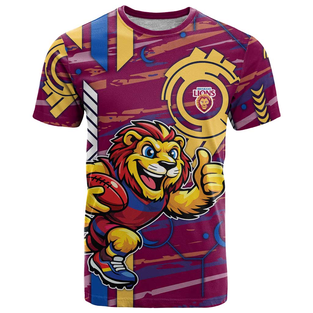Brisbane Lions T Shirt Mascot Cartoon Football Illustration Style