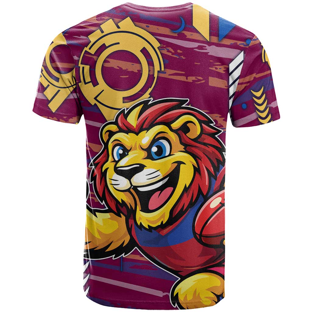 Brisbane Lions T Shirt Mascot Cartoon Football Illustration Style