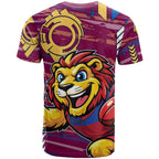 Brisbane Lions T Shirt Mascot Cartoon Football Illustration Style