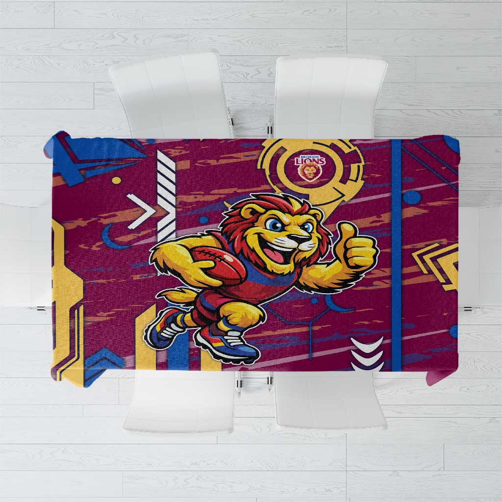 Brisbane Lions Tablecloth Mascot Cartoon Football Illustration Style