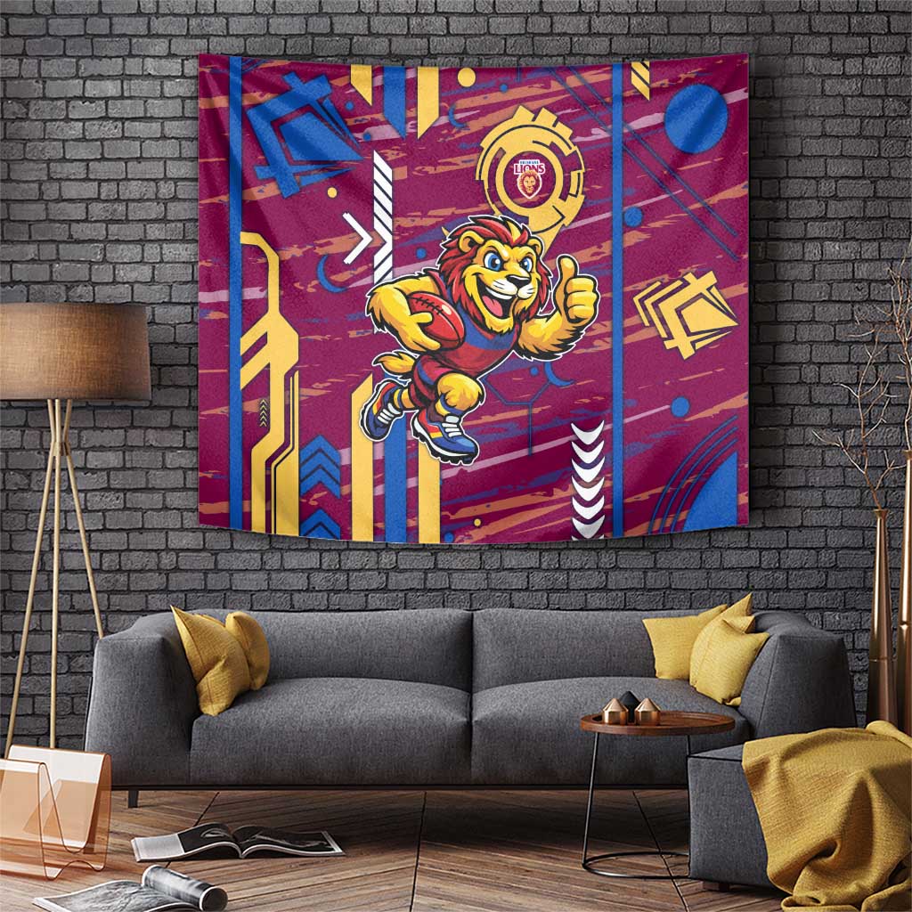 Brisbane Lions Tapestry Mascot Cartoon Football Illustration Style