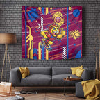 Brisbane Lions Tapestry Mascot Cartoon Football Illustration Style