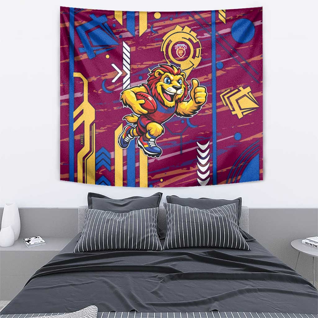 Brisbane Lions Tapestry Mascot Cartoon Football Illustration Style
