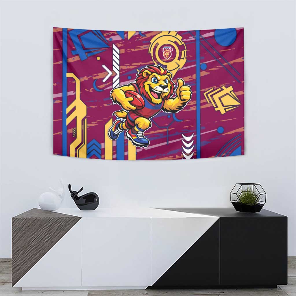 Brisbane Lions Tapestry Mascot Cartoon Football Illustration Style