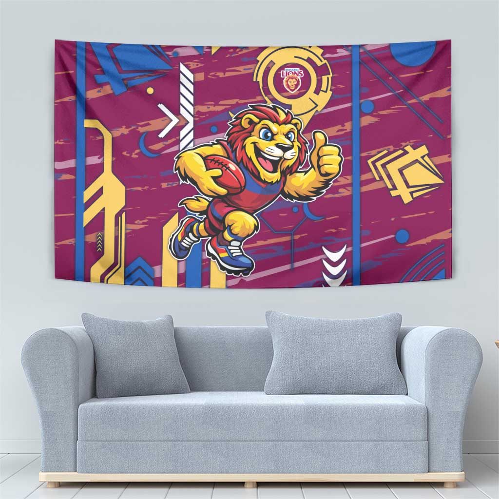 Brisbane Lions Tapestry Mascot Cartoon Football Illustration Style