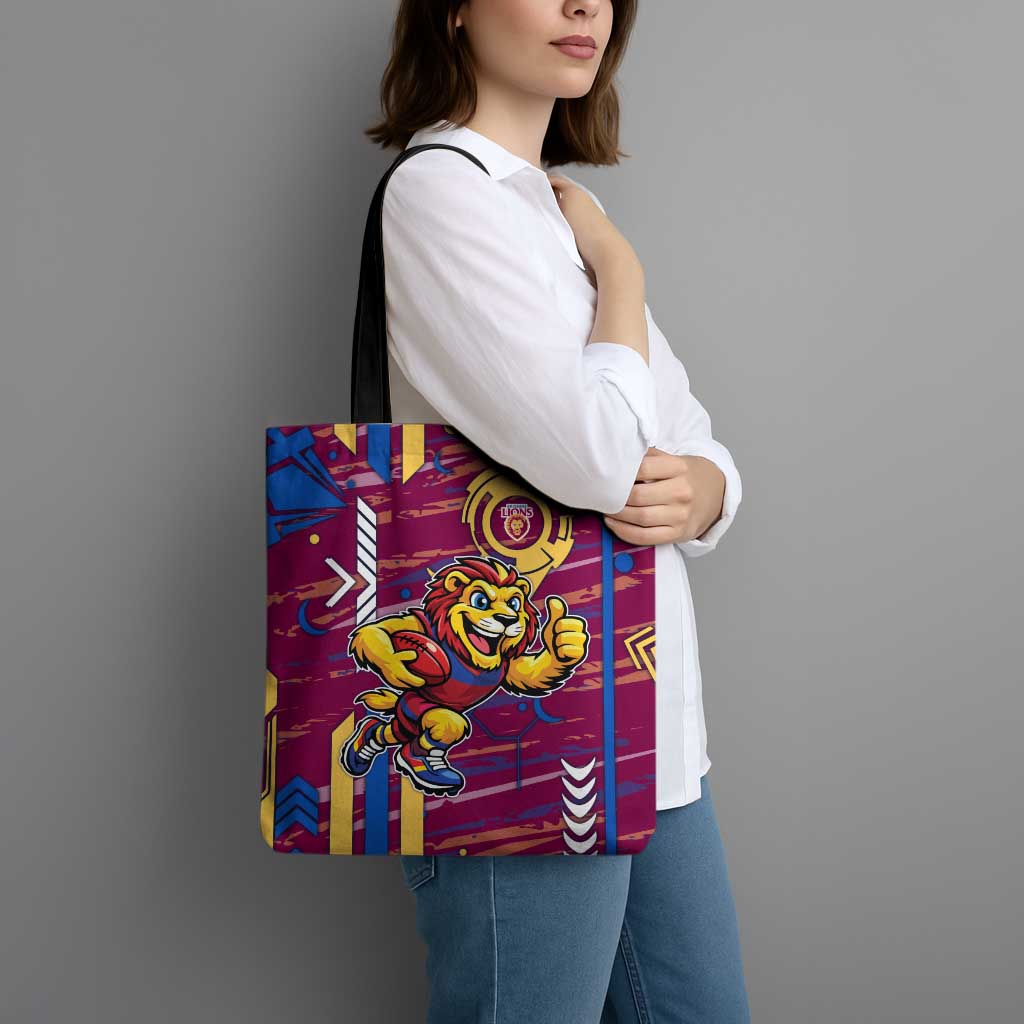 Brisbane Lions Tote Bag Mascot Cartoon Football Illustration Style