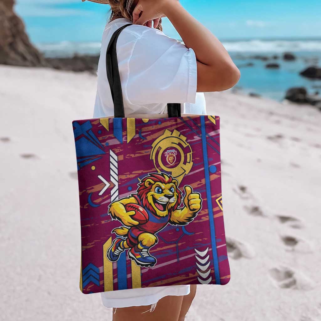 Brisbane Lions Tote Bag Mascot Cartoon Football Illustration Style