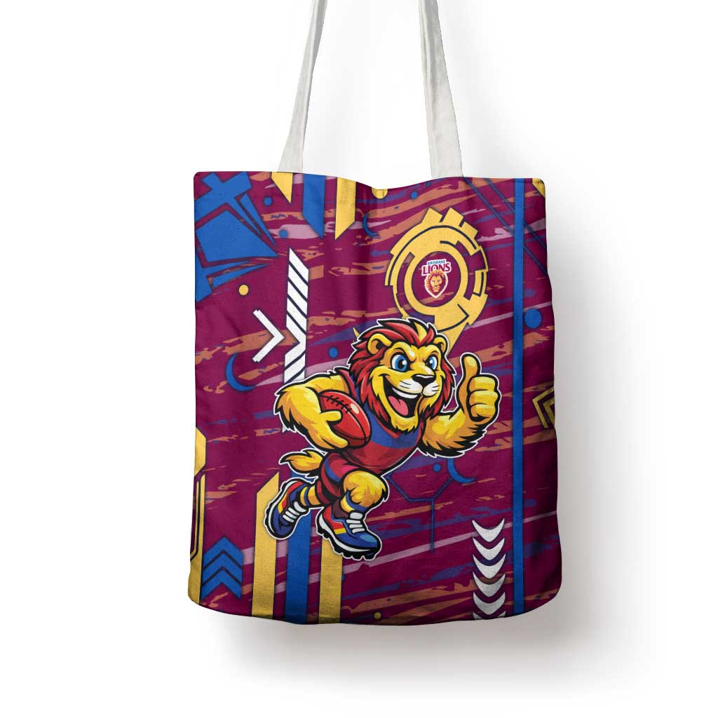 Brisbane Lions Tote Bag Mascot Cartoon Football Illustration Style