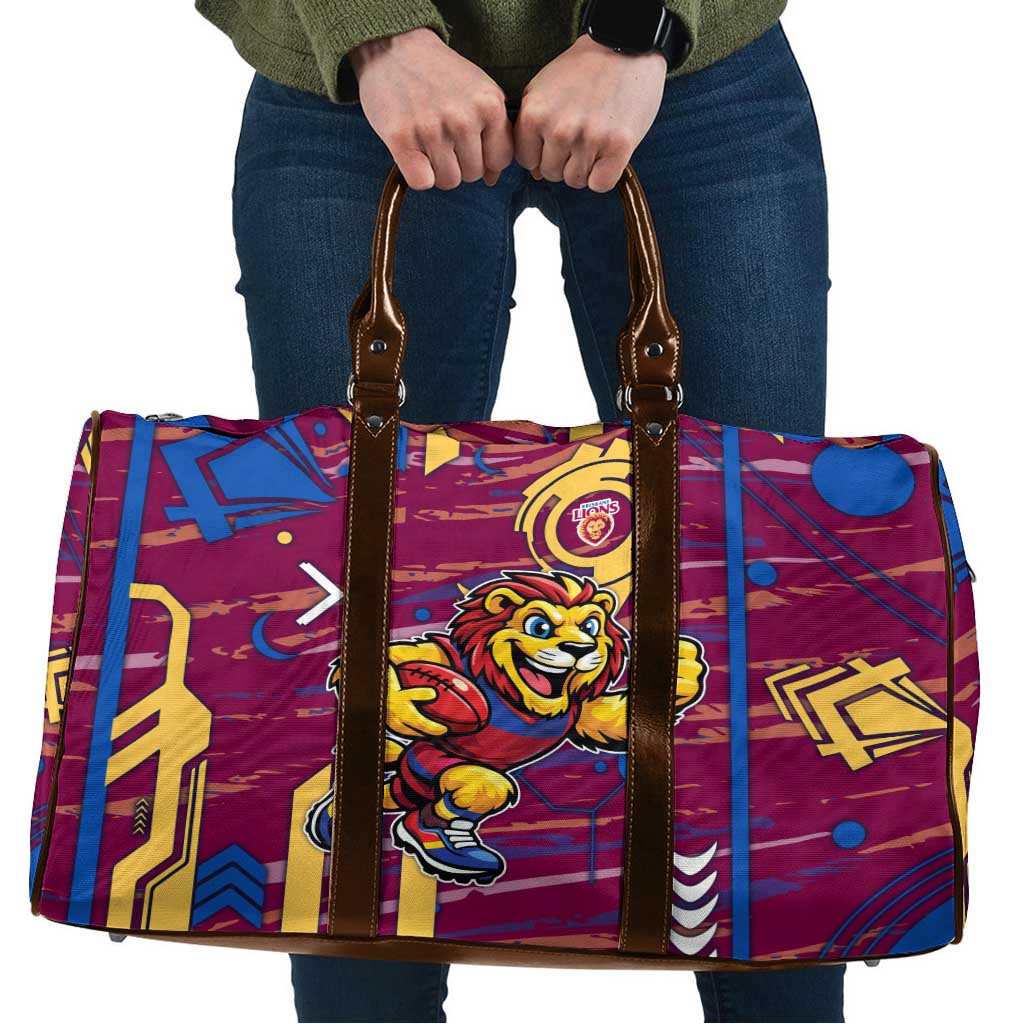 Brisbane Lions Travel Bag Mascot Cartoon Football Illustration Style