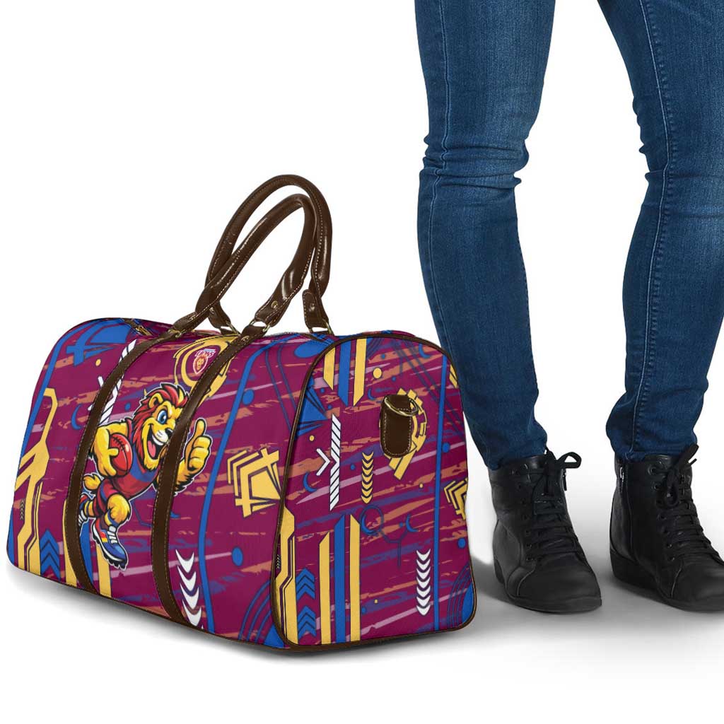 Brisbane Lions Travel Bag Mascot Cartoon Football Illustration Style