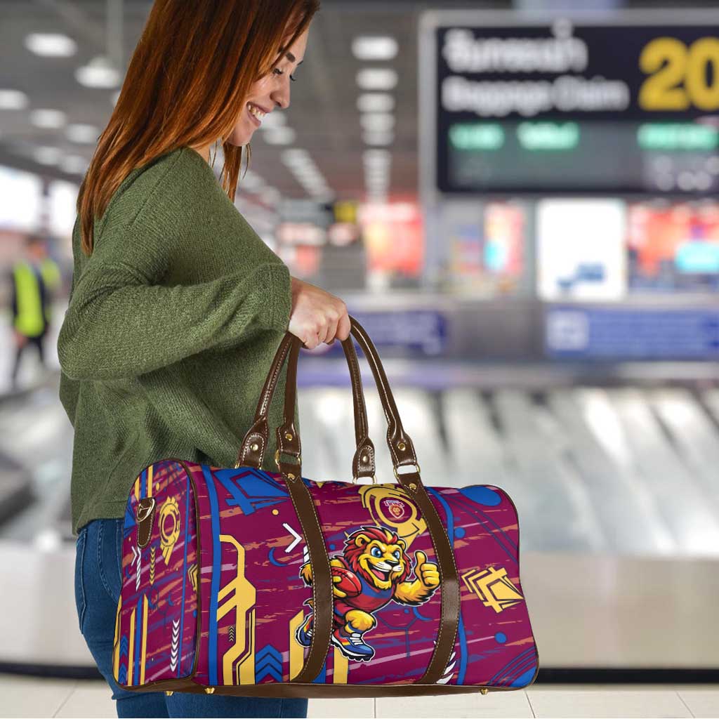 Brisbane Lions Travel Bag Mascot Cartoon Football Illustration Style