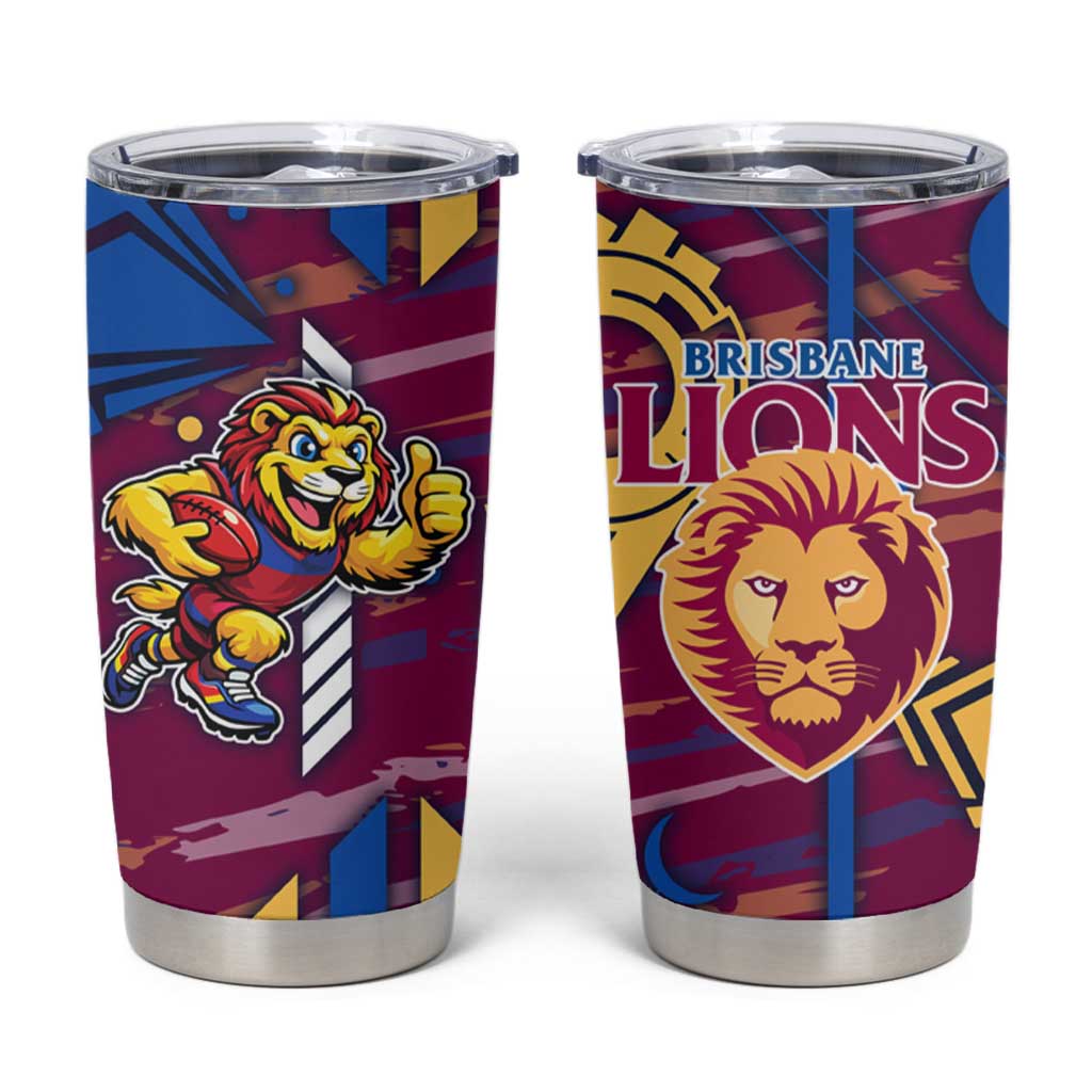 Brisbane Lions Tumbler Cup Mascot Cartoon Football Illustration Style