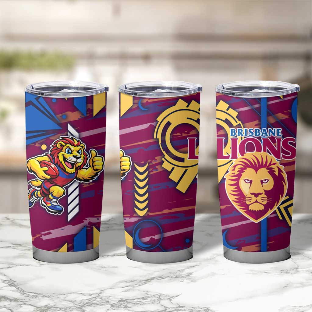 Brisbane Lions Tumbler Cup Mascot Cartoon Football Illustration Style