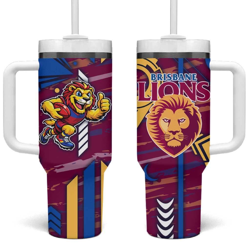 Brisbane Lions Tumbler With Handle Mascot Cartoon Football Illustration Style