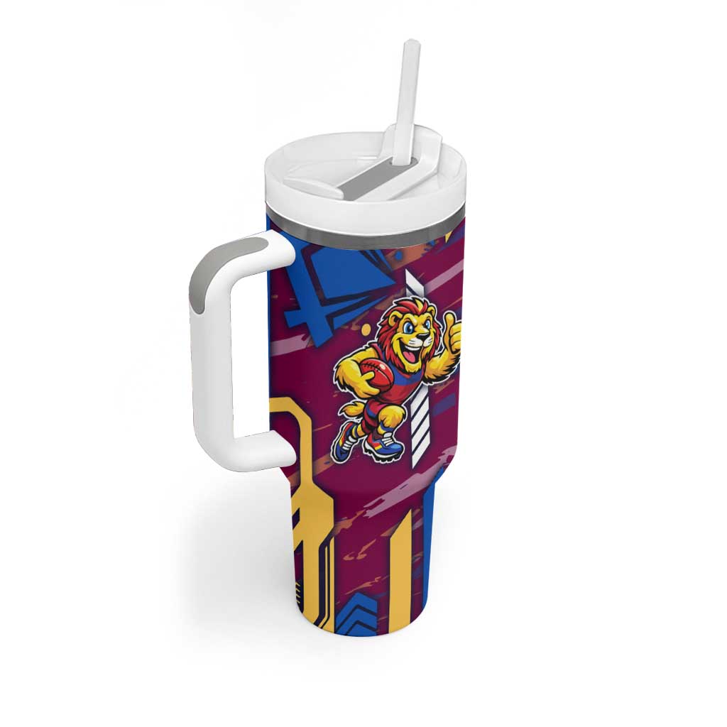 Brisbane Lions Tumbler With Handle Mascot Cartoon Football Illustration Style