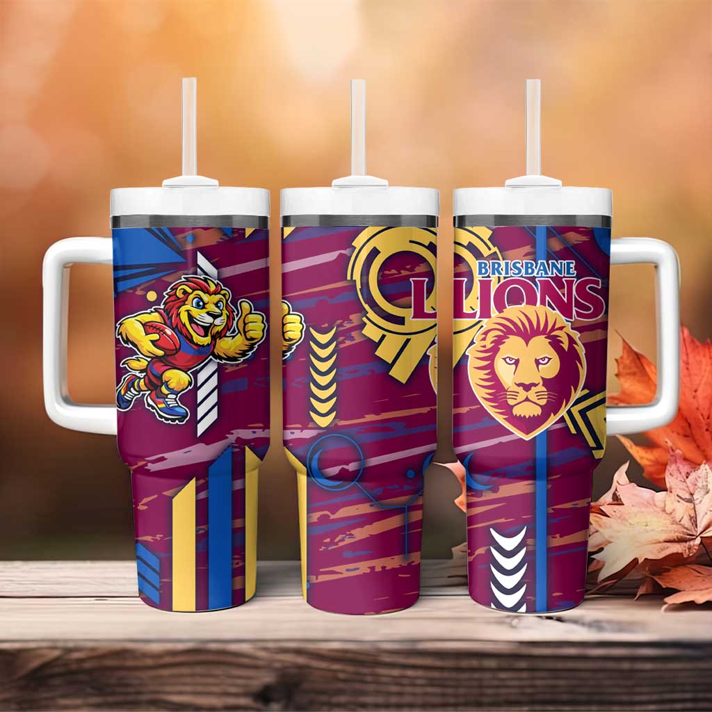 Brisbane Lions Tumbler With Handle Mascot Cartoon Football Illustration Style