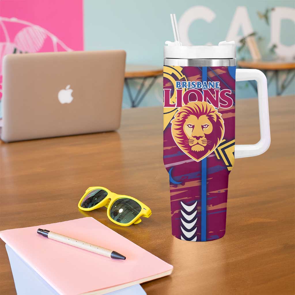 Brisbane Lions Tumbler With Handle Mascot Cartoon Football Illustration Style