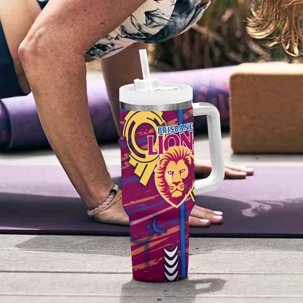 Brisbane Lions Tumbler With Handle Mascot Cartoon Football Illustration Style