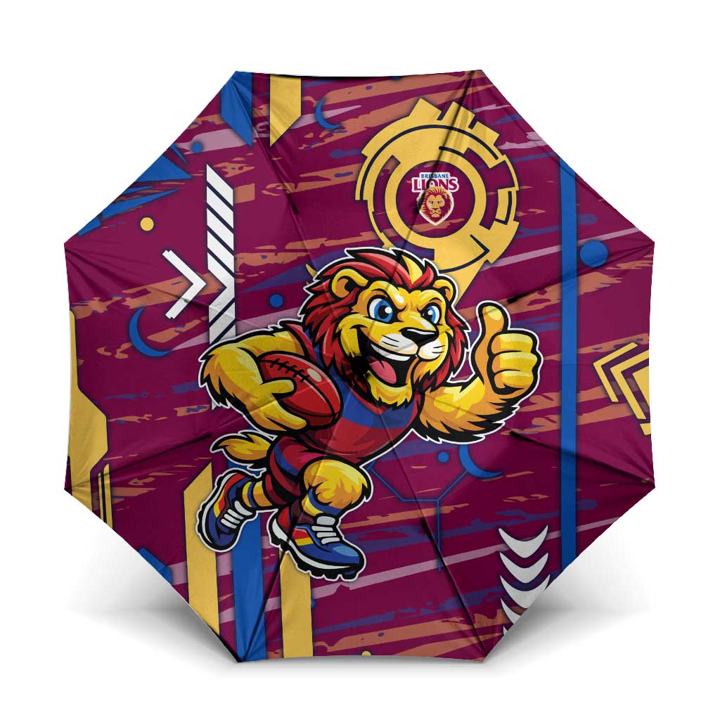 Brisbane Lions Umbrella Mascot Cartoon Football Illustration Style