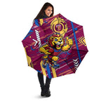 Brisbane Lions Umbrella Mascot Cartoon Football Illustration Style