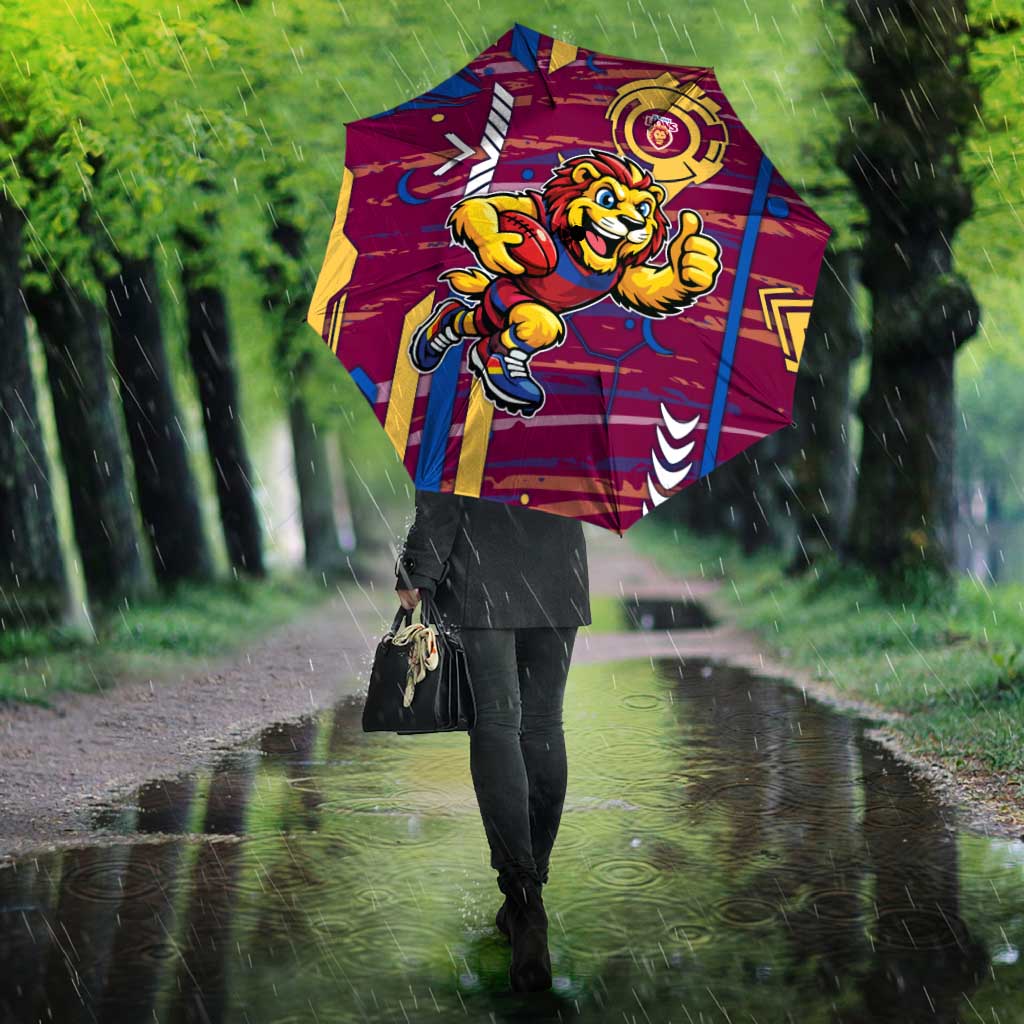 Brisbane Lions Umbrella Mascot Cartoon Football Illustration Style
