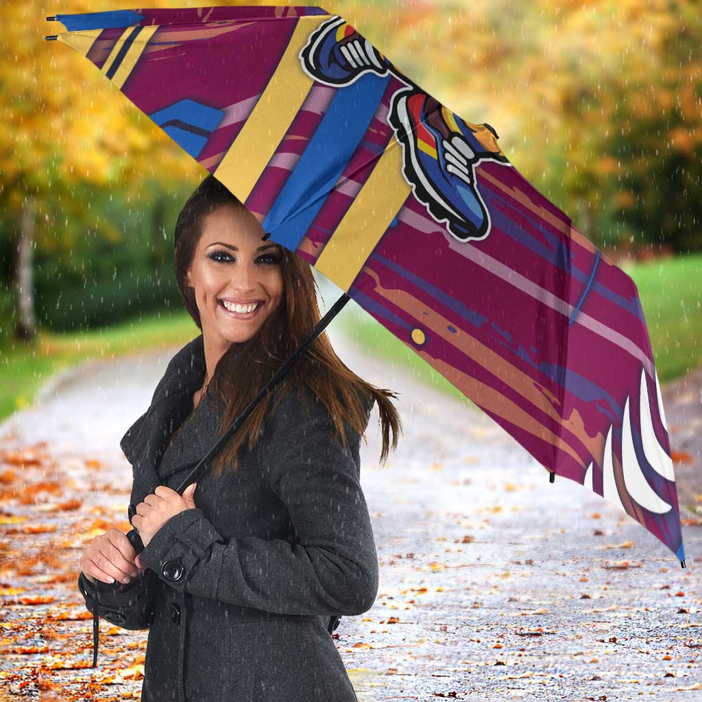 Brisbane Lions Umbrella Mascot Cartoon Football Illustration Style