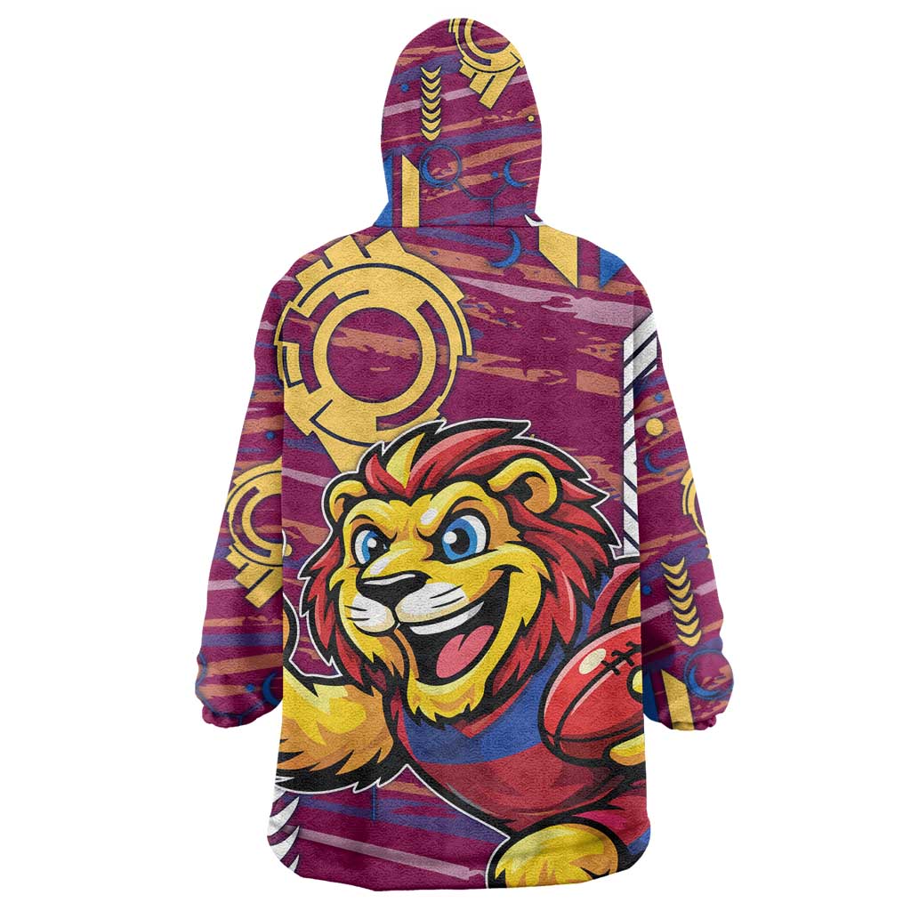Brisbane Lions Wearable Blanket Hoodie Mascot Cartoon Football Illustration Style