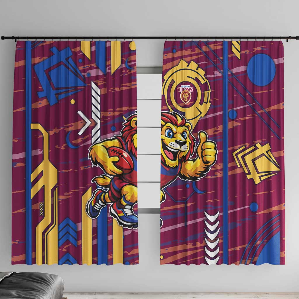 Brisbane Lions Window Curtain Mascot Cartoon Football Illustration Style