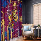 Brisbane Lions Window Curtain Mascot Cartoon Football Illustration Style
