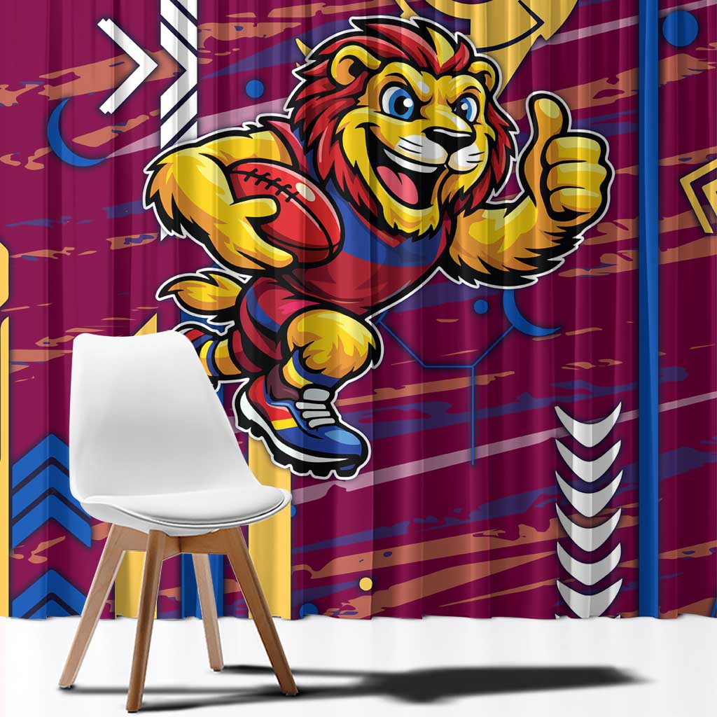 Brisbane Lions Window Curtain Mascot Cartoon Football Illustration Style