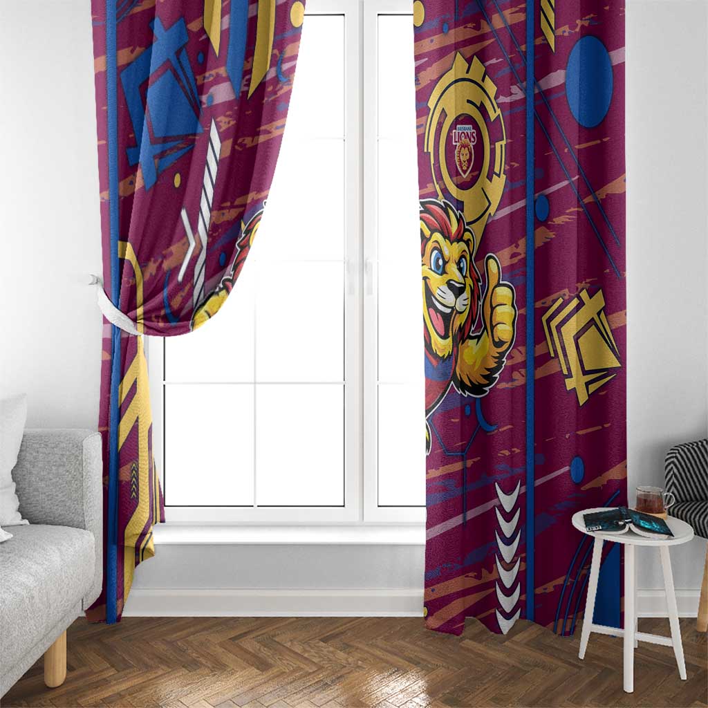 Brisbane Lions Window Curtain Mascot Cartoon Football Illustration Style