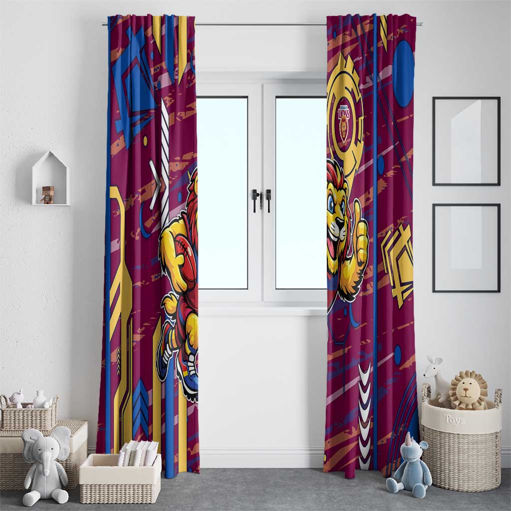 Brisbane Lions Window Curtain Mascot Cartoon Football Illustration Style