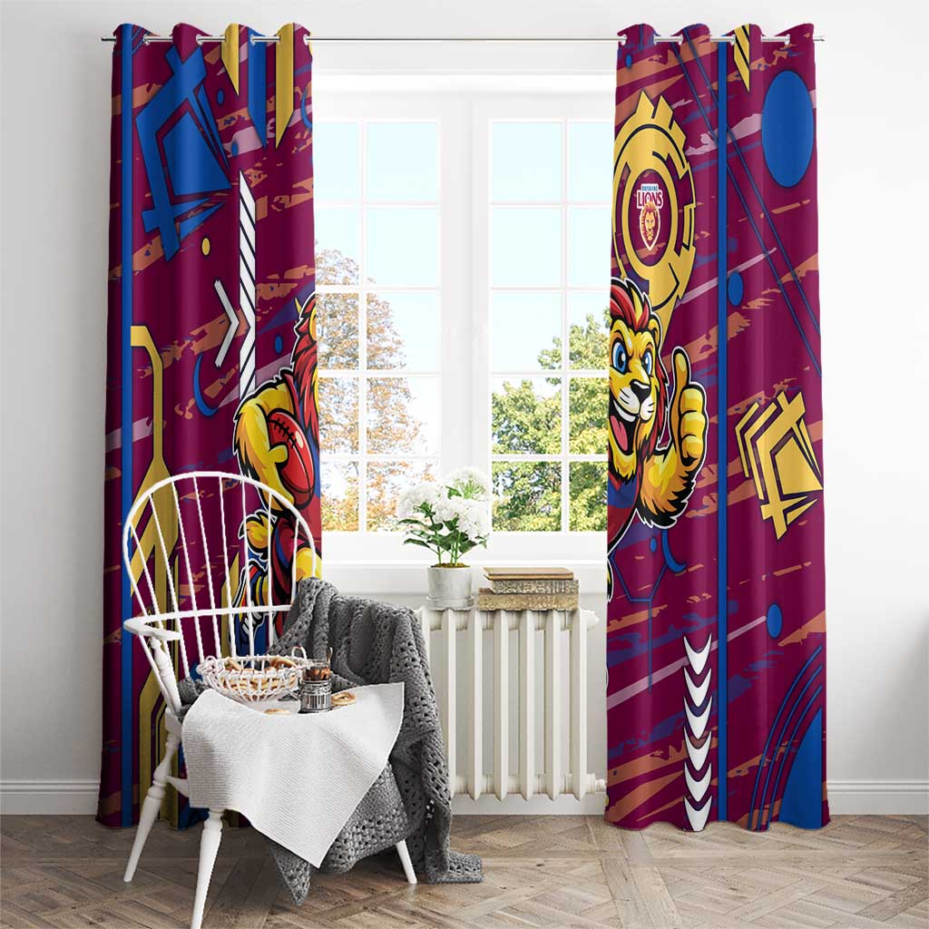 Brisbane Lions Window Curtain Mascot Cartoon Football Illustration Style