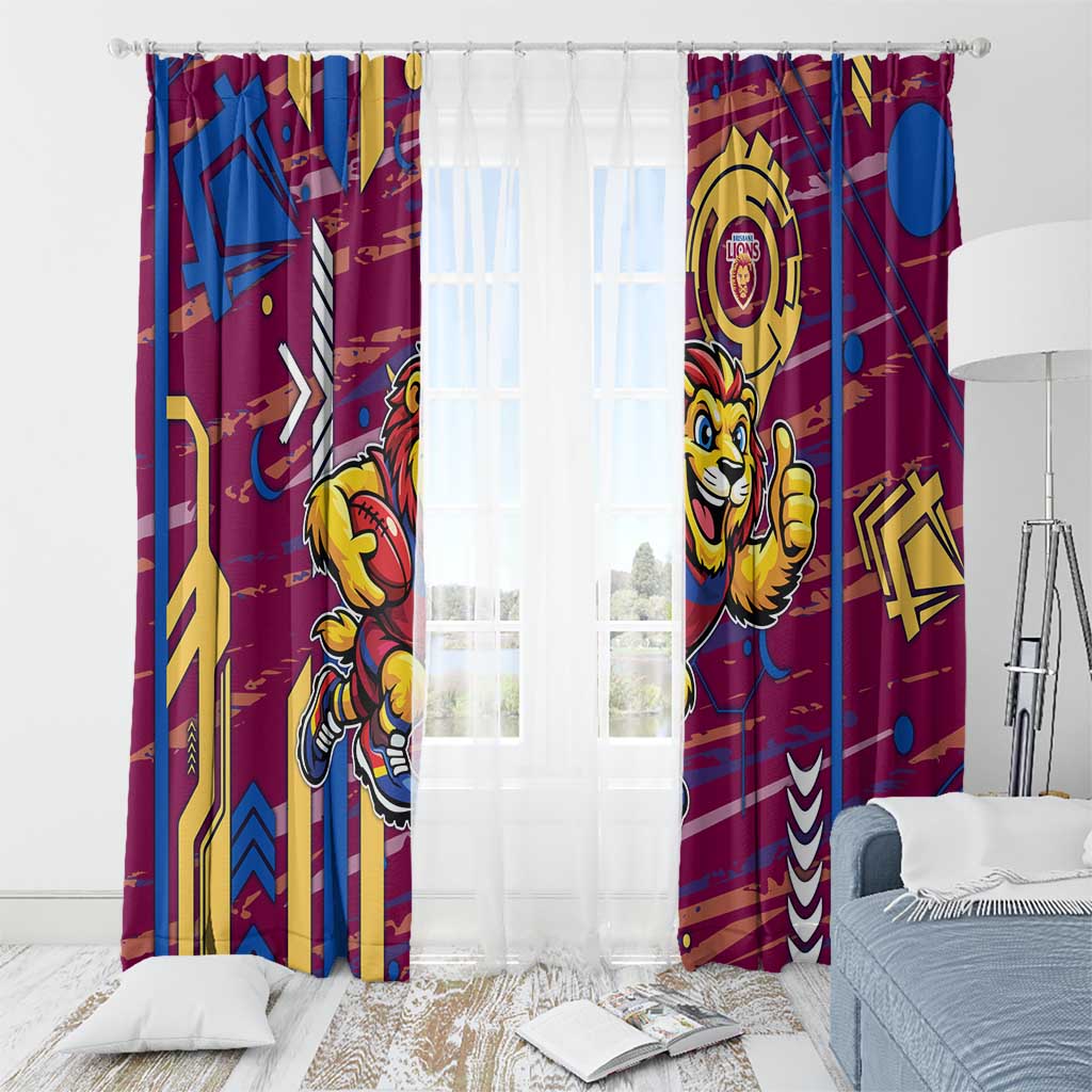 Brisbane Lions Window Curtain Mascot Cartoon Football Illustration Style