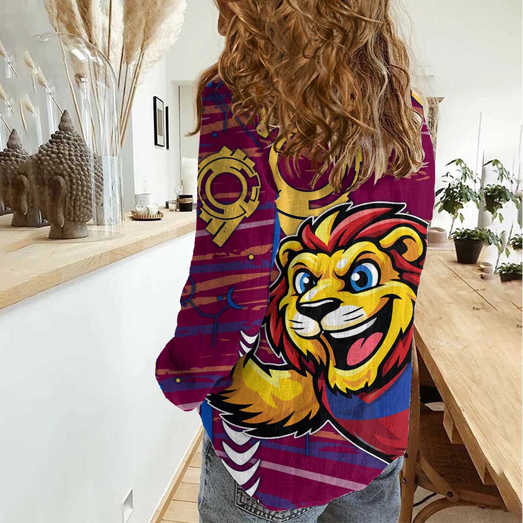 Brisbane Lions Women Casual Shirt Mascot Cartoon Football Illustration Style